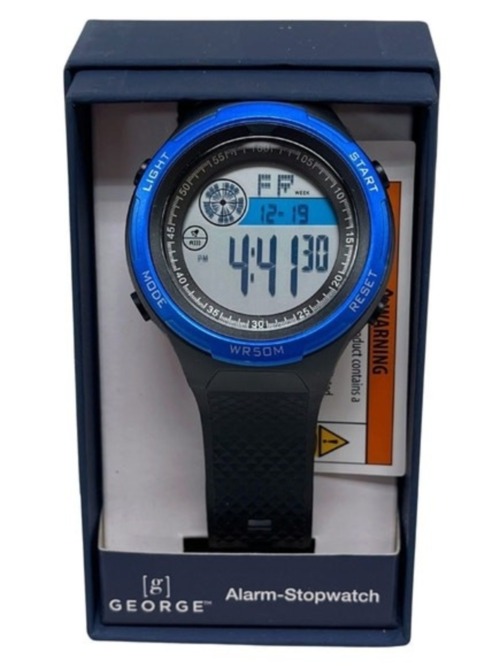 George Blue Digital Alarm-Stopwatch with Black Strap